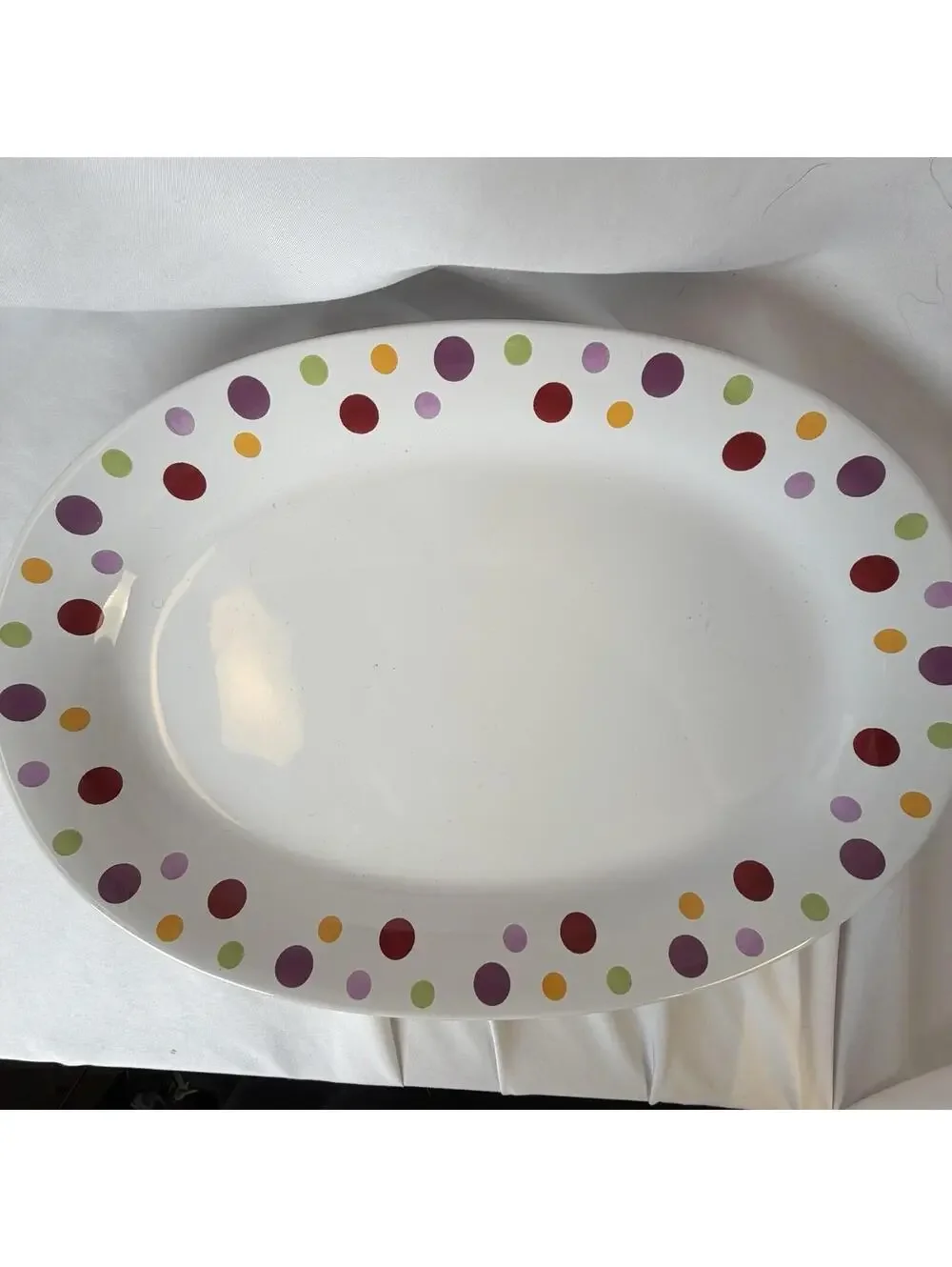 Pampered Chef Simple Additions Polka Dots Oval Platter #1208C 13.5